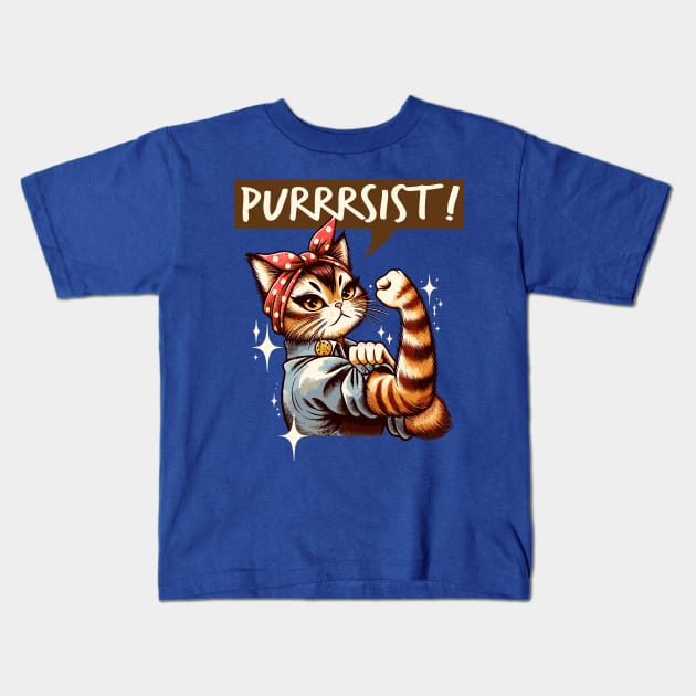Purrrsist! Kids T-Shirt by DigitalNerd